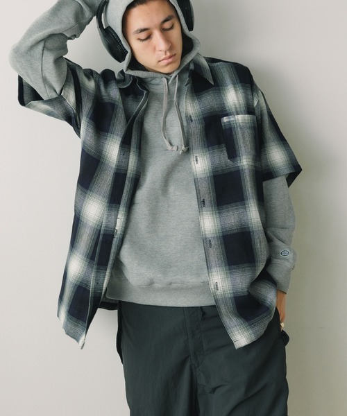 Cal Top（キャルトップ）の「CALTOP/キャルトップ ART2000 SHORT SLEEVE SHIRT チェックシャツ オンブレチェック（シャツ/ブラウス・メンズ・ブラウン/スカイブルー系/ブルー/グリーン系その他/ネイビー×ホワイト/ブラック×ホワイト/ブラック/グレー・S/M/L/XL）」の11枚目の写真