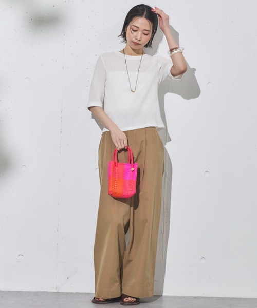 Letra(レトラ)の「【Letra】MERCADO BAG MINI STYLE BLOCKS(かごバッグ・レディース・オレンジ/ホワイト×ブラック・ONESIZE)」の10枚目の写真