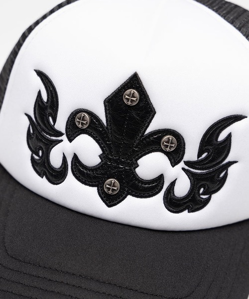 SUPPLIER（サプライヤー）の「SUPPLIER/サプライヤー Fleur Leather Patch Mesh Cap フルールレザーパッチメッシュキャップ（キャップ・メンズ・ブラック・FREE）」の6枚目の写真