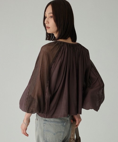 BABYLONE(バビロン)の「インドレースドッキングブラウス(シャツ/ブラウス・レディース・ネイビー/スモークピンク/ホワイト/ブラウン・フリー)」の1枚目の写真