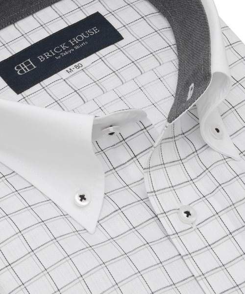 TOKYO SHIRTS（トウキョウシャツ）の「形態安定ノンアイロン ボタンダウン 長袖ビジネスワイシャツ（ビジネスシャツ・メンズ・グレー・首回り39cm-裄丈80cm/首回り39cm-裄丈84cm/首回り41cm-裄丈82cm/首回り41cm-裄丈86cm/首回り37cm-裄丈80cm/首回り42cm-裄丈82cm/首回り42cm-裄丈86cm/首回り43cm-裄丈82cm/首回り43cm-裄丈86cm/首回り37cm-裄丈84cm）」の2枚目の写真