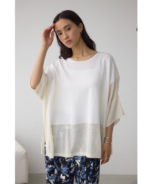 AZUL by moussy(アズールバイマウジー)の「バイカラーワイドルーズニット(ニット/セーター・レディース・オフホワイト/ブラック系その他/グレー系その他・FREE)」の5枚目の写真