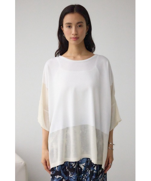 AZUL by moussy(アズールバイマウジー)の「バイカラーワイドルーズニット(ニット/セーター・レディース・オフホワイト/ブラック系その他/グレー系その他・FREE)」の7枚目の写真