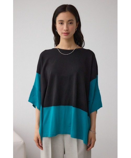 AZUL by moussy(アズールバイマウジー)の「バイカラーワイドルーズニット(ニット/セーター・レディース・オフホワイト/ブラック系その他/グレー系その他・FREE)」の17枚目の写真