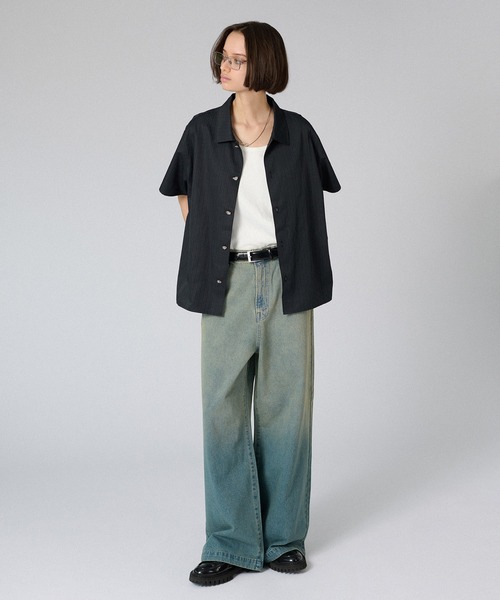 セール】SILVER BUTTON REGULAR COLLAR SHIRT / シルバーボタン