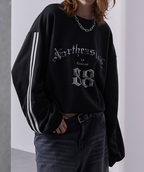 Loose/ルース（ルース）の「ルーズ グラフィック ラインゲームスウェット（スウェット・メンズ・ブルーグリーン/チャコールグレー/ホワイト系/ブラック・L/M/S）」の13枚目の写真