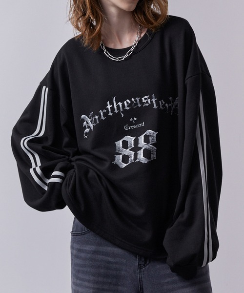 Loose/ルース（ルース）の「ルーズ グラフィック ラインゲームスウェット（スウェット・メンズ・ブルーグリーン/チャコールグレー/ホワイト系/ブラック・L/M/S）」の16枚目の写真