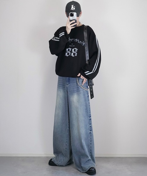 Loose/ルース（ルース）の「ルーズ グラフィック ラインゲームスウェット（スウェット・メンズ・ブルーグリーン/チャコールグレー/ホワイト系/ブラック・L/M/S）」の7枚目の写真