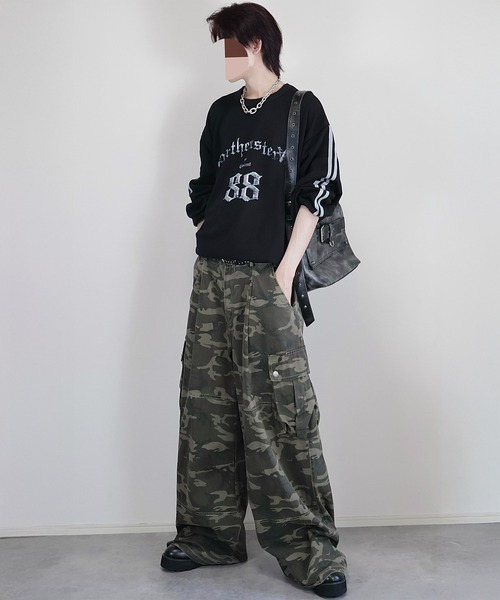 Loose/ルース（ルース）の「ルーズ グラフィック ラインゲームスウェット（スウェット・メンズ・ブルーグリーン/チャコールグレー/ホワイト系/ブラック・L/M/S）」の8枚目の写真