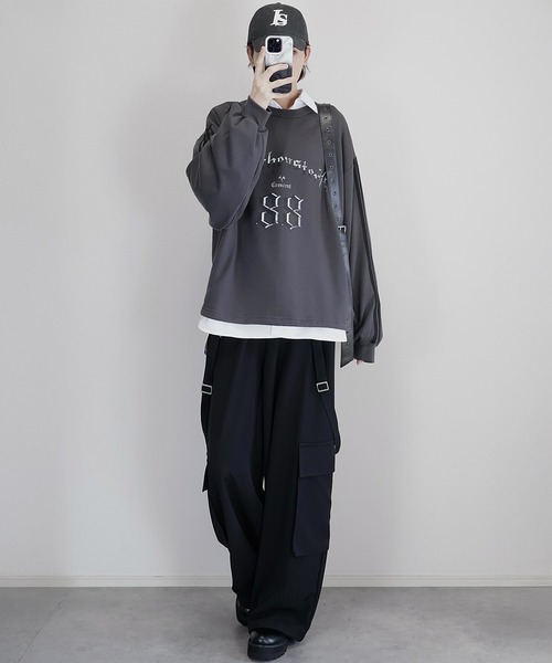 Loose/ルース（ルース）の「ルーズ グラフィック ラインゲームスウェット（スウェット・メンズ・ブルーグリーン/チャコールグレー/ホワイト系/ブラック・L/M/S）」の9枚目の写真