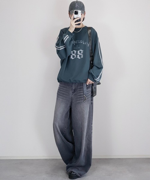 Loose/ルース（ルース）の「ルーズ グラフィック ラインゲームスウェット（スウェット・メンズ・ブルーグリーン/チャコールグレー/ホワイト系/ブラック・L/M/S）」の11枚目の写真