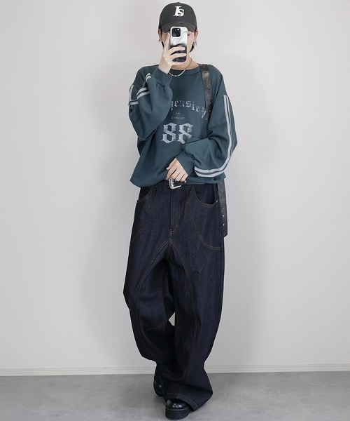 Loose/ルース（ルース）の「ルーズ グラフィック ラインゲームスウェット（スウェット・メンズ・ブルーグリーン/チャコールグレー/ホワイト系/ブラック・L/M/S）」の12枚目の写真