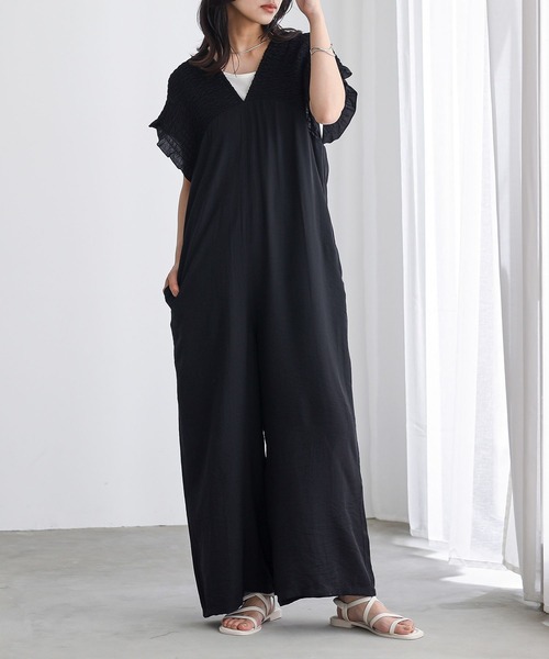 セール】『シャーリングサロペットパンツ』（サロペット