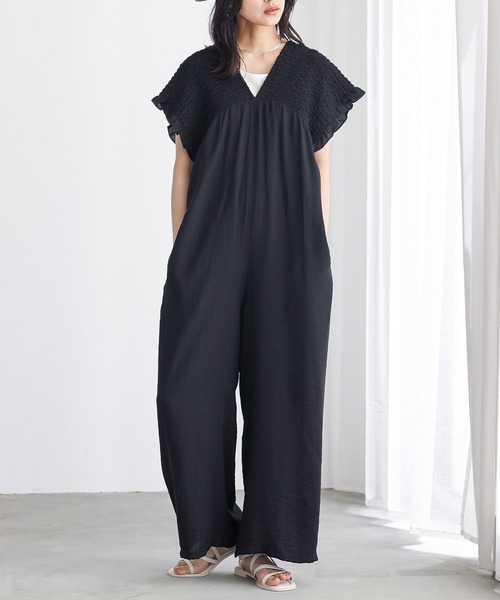 n'OrLABEL（ノアールレーベル）の「『シャーリングサロペットパンツ』（サロペット/オーバーオール・レディース・ブラック/テラコッタ・2/1）」の8枚目の写真