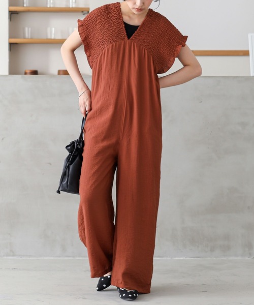 シャーリング サロペット パンツ セール】『シャーリングサロペットパンツ』（サロペット