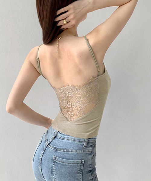 Miniministore(ミニミニストア)の「レース切替キャミソールカップ付きインナー(キャミソール・レディース・ブラック/モカ/グレー/ピンクベージュ・FREE)」の15枚目の写真