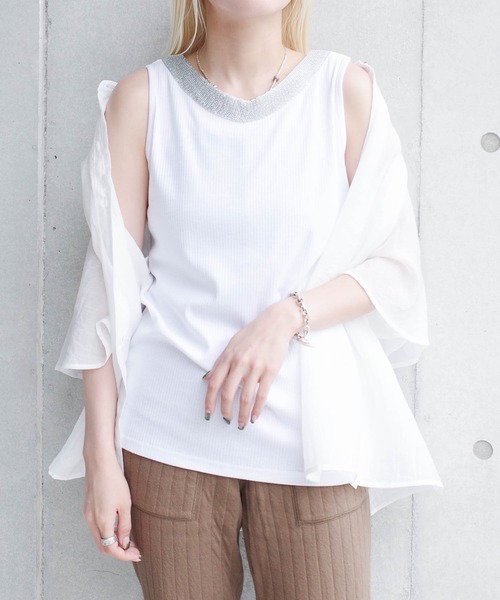 SWITCH BY ARCH(スイッチバイアーチ)の「【ARC】【SWITCH by ARCH】2way リブタンクトップ(Tシャツ/カットソー・レディース・オフホワイト/ブラック/ベージュ・FREE)」の1枚目の写真