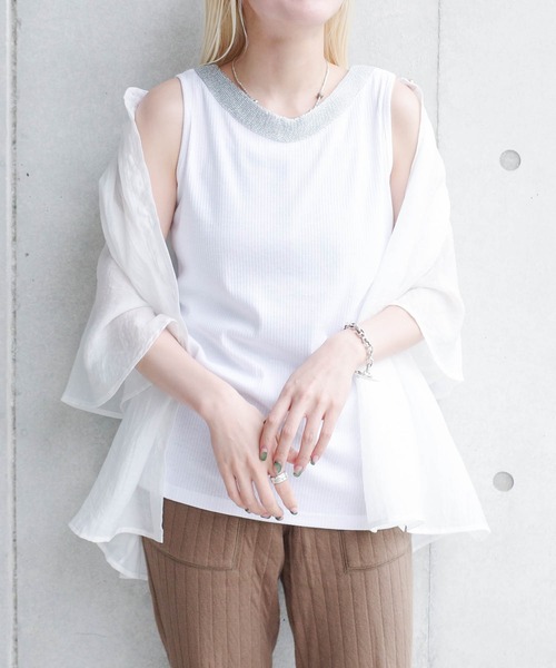 SWITCH BY ARCH(スイッチバイアーチ)の「【ARC】【SWITCH by ARCH】2way リブタンクトップ(Tシャツ/カットソー・レディース・オフホワイト/ブラック/ベージュ・FREE)」の4枚目の写真