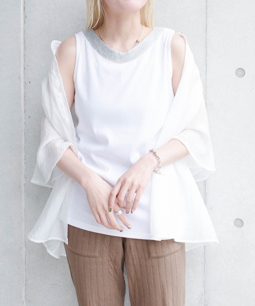 SWITCH BY ARCH(スイッチバイアーチ)の「【ARC】【SWITCH by ARCH】2way リブタンクトップ(Tシャツ/カットソー・レディース・オフホワイト/ブラック/ベージュ・FREE)」の5枚目の写真