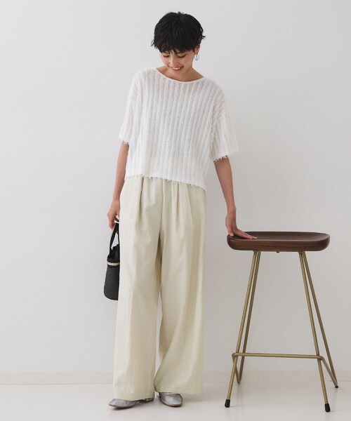OPAQUE.CLIP（オペークドットクリップ）の「ナイロン混イージーワイドパンツ【洗濯機洗い可】（その他パンツ・レディース・ブラック/ナチュラル・40/38/42）」の8枚目の写真