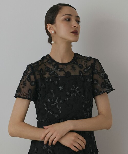 GRACE CONTINENTAL（グレースコンチネンタル）の「フラワ－フレアドレス（ドレス・レディース・ネイビー/ブラック/ピンク・38/36）」の14枚目の写真