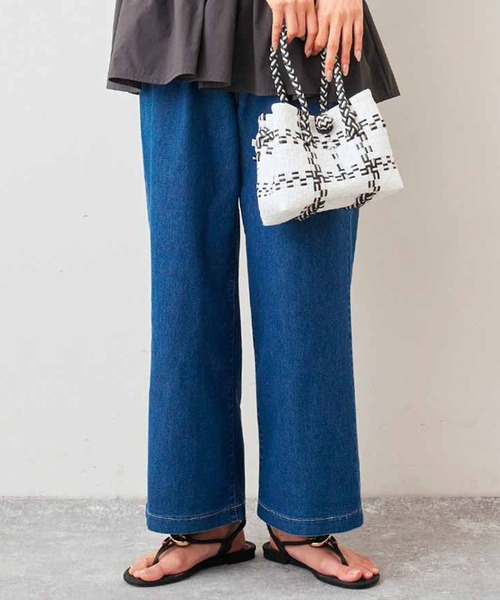 Live in comfort（リブインコンフォート）の「リブ　イン　コンフォート　接触冷感＆吸汗速乾で暑い日も涼やか　短め丈のワイドデニムパンツ（デニムパンツ・レディース・ライトブルー/ブルー/インディゴブルー・8/6/7）」の3枚目の写真