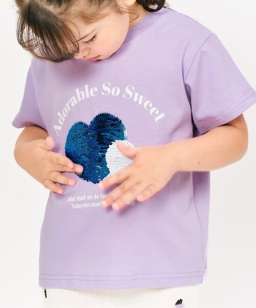 apres les cours（アプレレクール）の「5柄PVC・スパンコールモチーフTシャツ（Tシャツ/カットソー・キッズ・アイボリー/ピンク/ラベンダー/ミント/イエロー・90/100/110/120/140/80/130）」の4枚目の写真