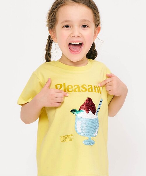 apres les cours（アプレレクール）の「5柄PVC・スパンコールモチーフTシャツ（Tシャツ/カットソー・キッズ・アイボリー/ピンク/ラベンダー/ミント/イエロー・90/100/110/120/140/80/130）」の5枚目の写真