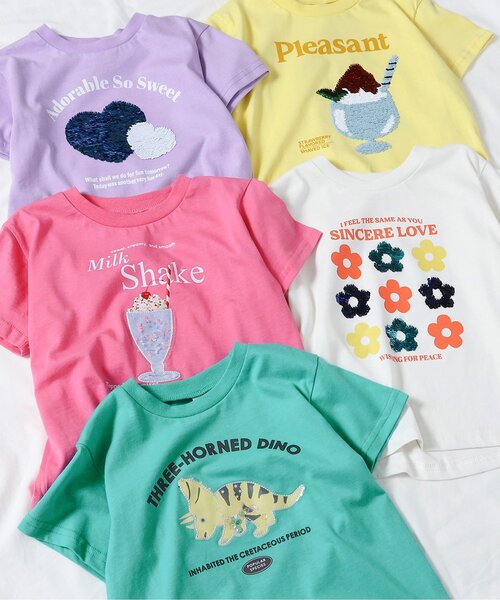 apres les cours（アプレレクール）の「5柄PVC・スパンコールモチーフTシャツ（Tシャツ/カットソー・キッズ・アイボリー/ピンク/ラベンダー/ミント/イエロー・90/100/110/120/140/80/130）」の15枚目の写真