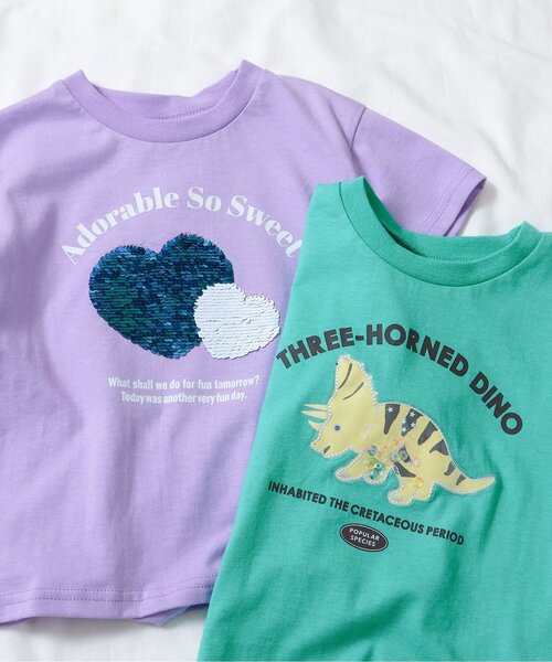 apres les cours（アプレレクール）の「5柄PVC・スパンコールモチーフTシャツ（Tシャツ/カットソー・キッズ・アイボリー/ピンク/ラベンダー/ミント/イエロー・90/100/110/120/140/80/130）」の16枚目の写真