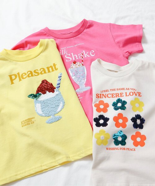 apres les cours（アプレレクール）の「5柄PVC・スパンコールモチーフTシャツ（Tシャツ/カットソー・キッズ・アイボリー/ピンク/ラベンダー/ミント/イエロー・90/100/110/120/140/80/130）」の17枚目の写真