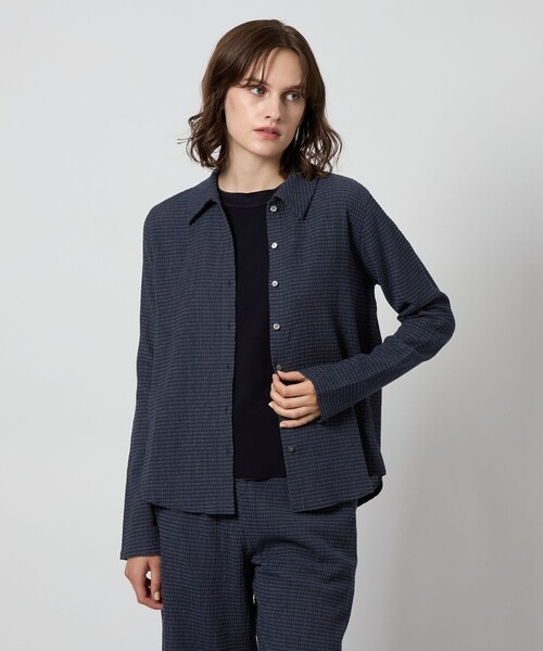 セール】＜Steven Alan＞クレープ チェック ロングスリーブ