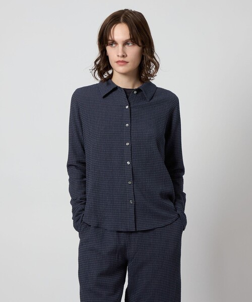 セール】＜Steven Alan＞クレープ チェック ロングスリーブ シャツ