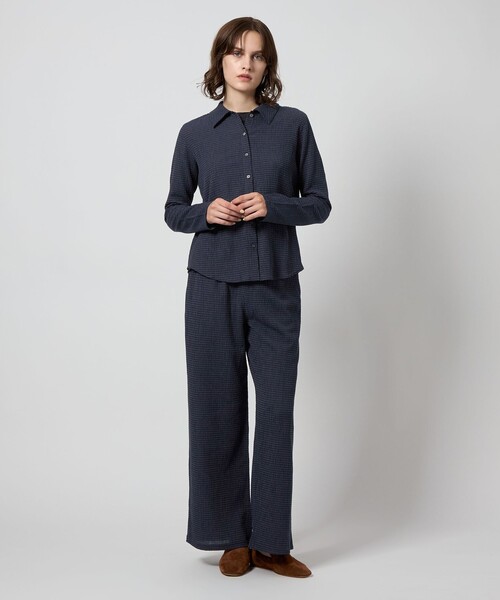 Steven Alan（スティーブンアラン）の「＜Steven Alan＞クレープ チェック ロングスリーブ シャツ（シャツ/ブラウス・レディース・ベージュ/ネイビー・FREE）」の6枚目の写真