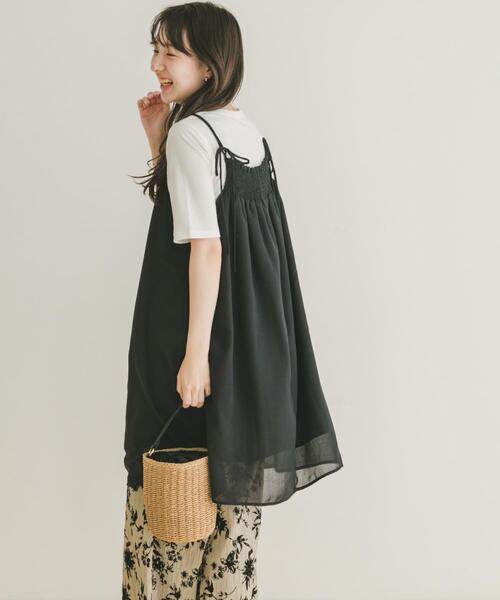 ITEMS URBANRESEARCH(アイテムズ アーバンリサーチ)の「ボイルチュニックキャミソール(チュニック・レディース・ブラック/ホワイト・FREE)」の2枚目の写真