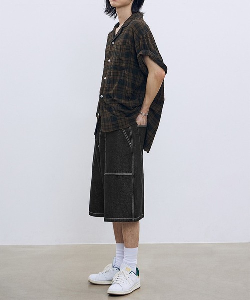 F.ILLUMINATE(フィルミネイト)の「【UNISEX】Filluminate/オープンカラーチェック半袖シャツ(シャツ/ブラウス・レディース・ブラウン/グレー・SMALL/MEDIUM/LARGE)」の5枚目の写真