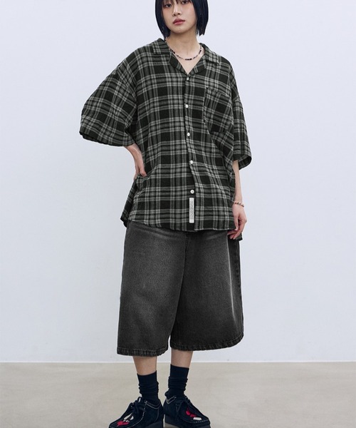 F.ILLUMINATE(フィルミネイト)の「【UNISEX】Filluminate/オープンカラーチェック半袖シャツ(シャツ/ブラウス・レディース・ブラウン/グレー・SMALL/MEDIUM/LARGE)」の10枚目の写真