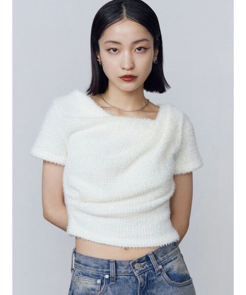 テクスチャードレープトップ（Tシャツ/カットソー）｜EMODA