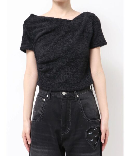 EMODA（エモダ）の「テクスチャードレープトップ（Tシャツ/カットソー・レディース・ブルー/グレー/アイボリー・FREE）」の5枚目の写真