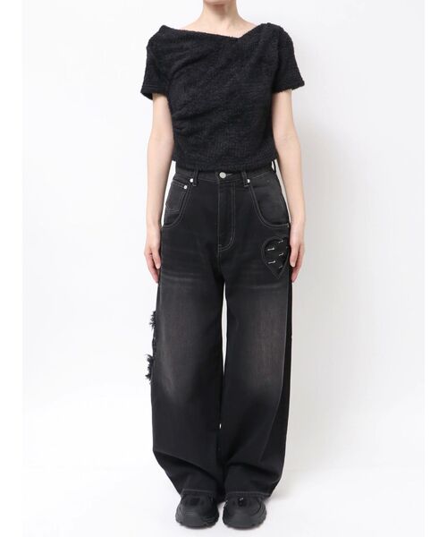 EMODA（エモダ）の「テクスチャードレープトップ（Tシャツ/カットソー・レディース・ブルー/グレー/アイボリー・FREE）」の12枚目の写真