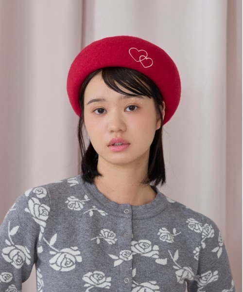 kaorinomori（カオリノモリ）の「kaorinomori オークベレー ラヴ / カオリノモリ（ハンチング/ベレー帽・レディース・ホワイト/ブラウン/レッド/ダークグレー/ライラック・M/57.5cm）」の5枚目の写真