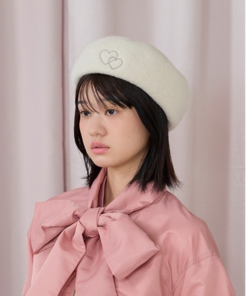 kaorinomori（カオリノモリ）の「kaorinomori オークベレー ラヴ / カオリノモリ（ハンチング/ベレー帽・レディース・ホワイト/ブラウン/レッド/ダークグレー/ライラック・M/57.5cm）」の7枚目の写真