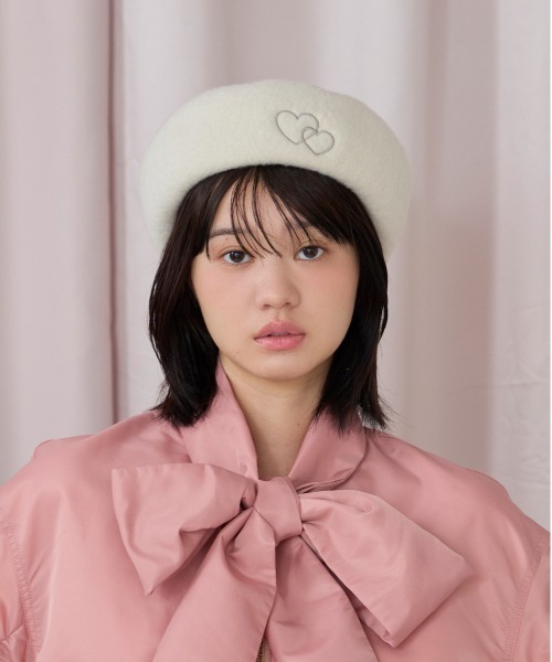 kaorinomori（カオリノモリ）の「kaorinomori オークベレー ラヴ / カオリノモリ（ハンチング/ベレー帽・レディース・ホワイト/ブラウン/レッド/ダークグレー/ライラック・M/57.5cm）」の6枚目の写真