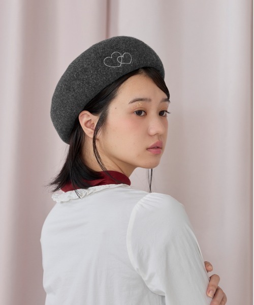 kaorinomori（カオリノモリ）の「kaorinomori オークベレー ラヴ / カオリノモリ（ハンチング/ベレー帽・レディース・ホワイト/ブラウン/レッド/ダークグレー/ライラック・M/57.5cm）」の11枚目の写真