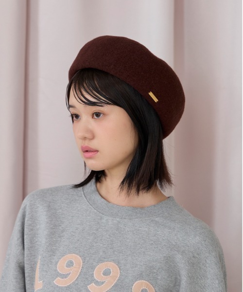 kaorinomori（カオリノモリ）の「kaorinomori オークベレー ラヴ / カオリノモリ（ハンチング/ベレー帽・レディース・ホワイト/ブラウン/レッド/ダークグレー/ライラック・M/57.5cm）」の14枚目の写真