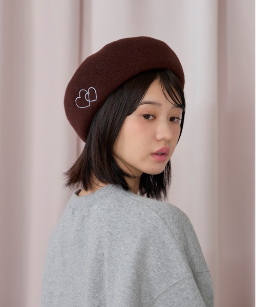 kaorinomori（カオリノモリ）の「kaorinomori オークベレー ラヴ / カオリノモリ（ハンチング/ベレー帽・レディース・ホワイト/ブラウン/レッド/ダークグレー/ライラック・M/57.5cm）」の15枚目の写真