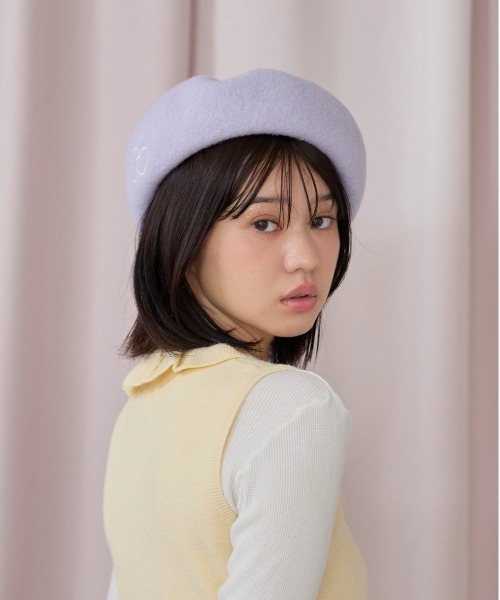 kaorinomori（カオリノモリ）の「kaorinomori オークベレー ラヴ / カオリノモリ（ハンチング/ベレー帽・レディース・ホワイト/ブラウン/レッド/ダークグレー/ライラック・M/57.5cm）」の20枚目の写真