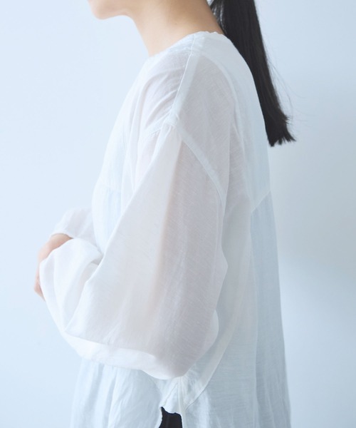 yuni（ユニ　）の「△recycled cotton チュニックブラウス（シャツ/ブラウス・レディース・ホワイト/ブラック・FREE）」の17枚目の写真