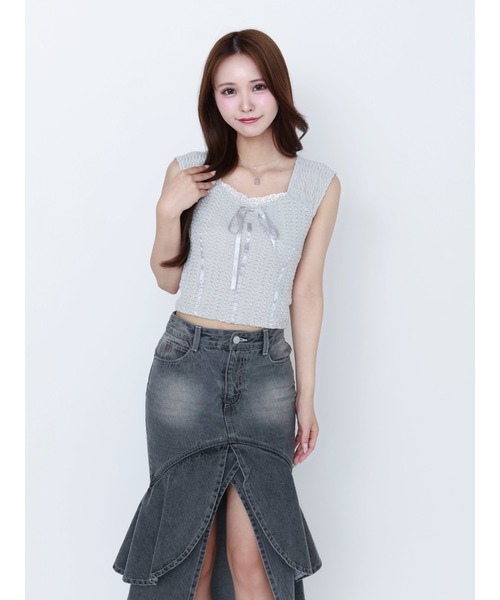 EATME（イートミー）の「バレエリボンノースリーブ（Tシャツ/カットソー・レディース・ピンク/グレー/アイボリー/ブラック・FREE）」の5枚目の写真