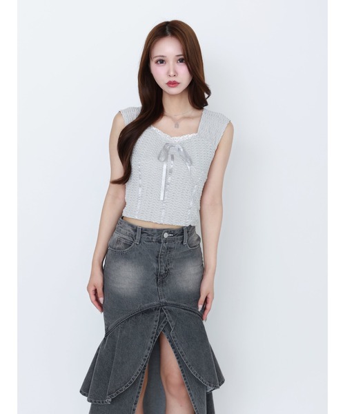 EATME（イートミー）の「バレエリボンノースリーブ（Tシャツ/カットソー・レディース・ピンク/グレー/アイボリー/ブラック・FREE）」の6枚目の写真